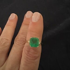 Green and Gold Emerald  Ring